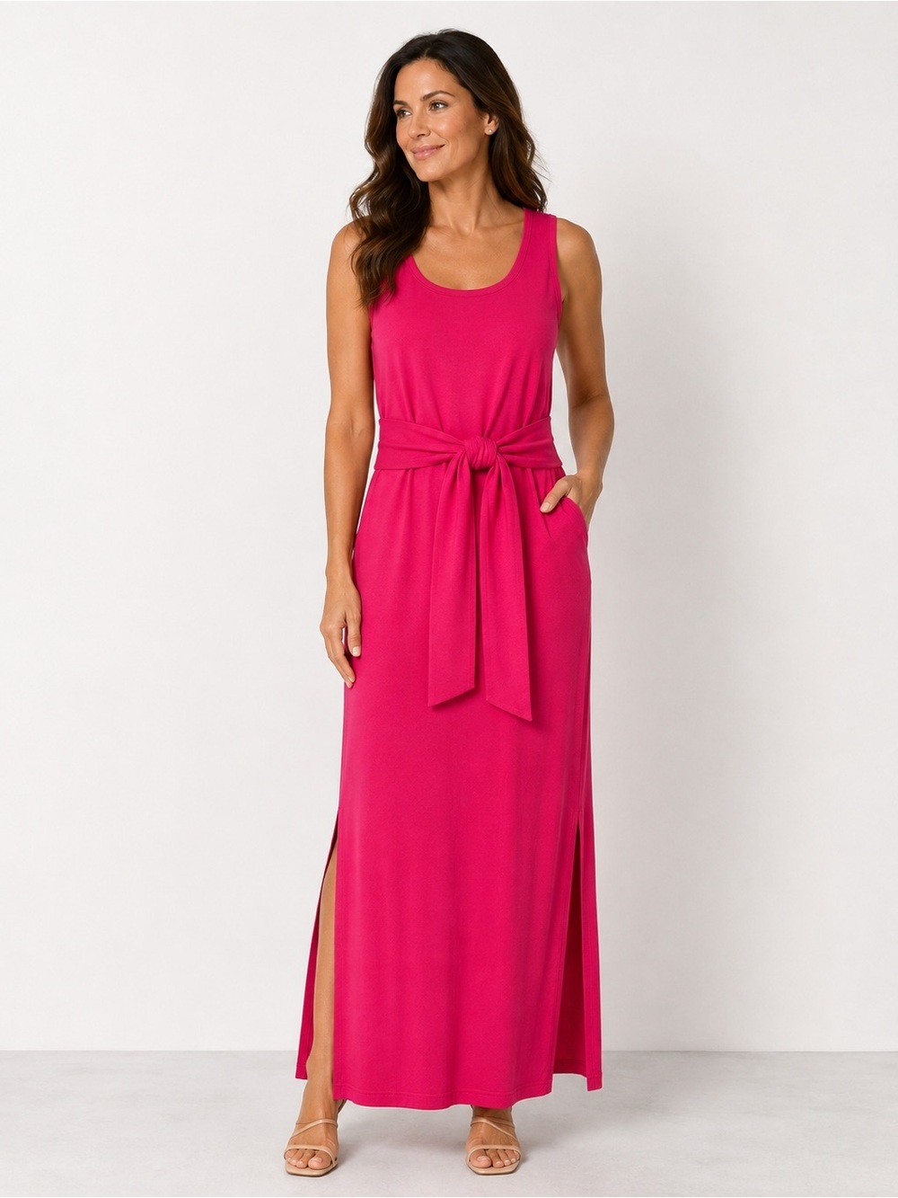 Ralph Lauren Sleeveless Tie-Front Maxi Dress Size 14